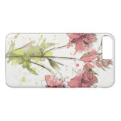 Coques Case-Mate iPhone Éclaboussure rose foncée florale (Dos (Horizontal))