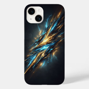 Coque Pour iPhone 14 Éclair Cosmique Abstrait - Bleu Électrique et