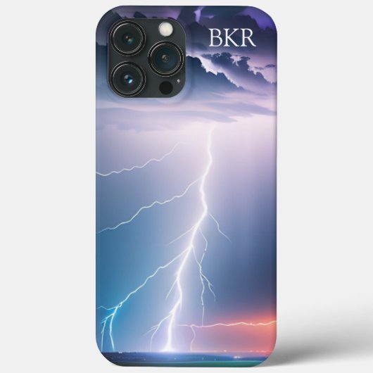 Coques Case-Mate iPhone Éclair sur le monogramme d'eau (Verso)