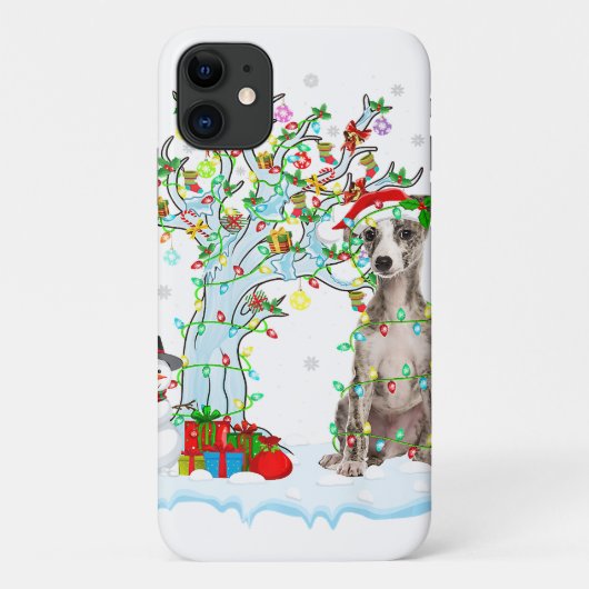 Coques Case-Mate iPhone Éclairage de l'arbre du chien Whippet Xmas | Cadea (Dos)