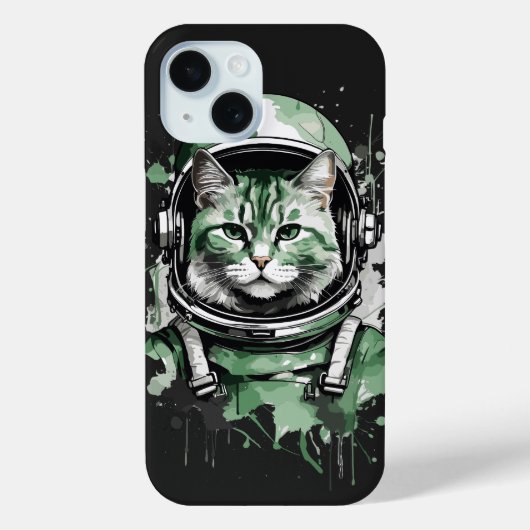 Coques Case-Mate iPhone Éclat de chat de l'astronaute vert (Verso)