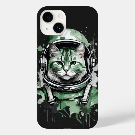 Coques Case-Mate iPhone Éclat de chat de l'astronaute vert (Verso)