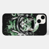Coques Case-Mate iPhone Éclat de chat de l'astronaute vert (Verso (horizontal))