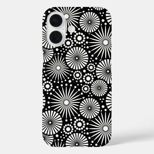 Coques Case-Mate iPhone Éclatantes fleurs géométriques noir et blanc (Verso)