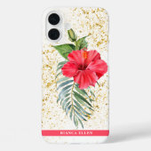 Coques Case-Mate iPhone Éclats tropicaux en or floral (Verso)