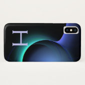 Coques Case-Mate iPhone ECLIPSE MONOGRAM Vibrant noir bleu (Dos (Horizontal))