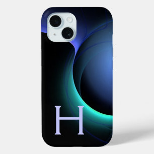 Coque Pour iPhone 15 ECLIPSE MONOGRAM Vibrant noir bleu