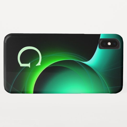 Coques Case-Mate iPhone ECLIPSE MONOGRAM Vibrant vert noir (Dos (Horizontal))