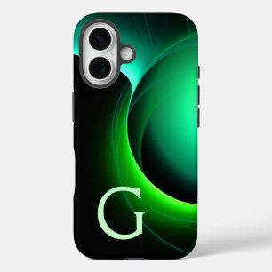 Coques iPhone 16 ECLIPSE MONOGRAM Vibrant vert noir