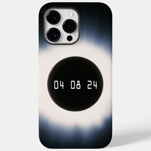 Coques Case-Mate iPhone Éclipse solaire totale 2024 en noir et blanc (Verso)