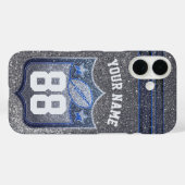 Coques Case-Mate iPhone École de Parties scintillant Blue & Silver Footbal (Verso (horizontal))