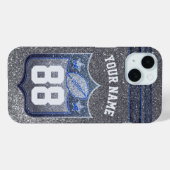 Coques Case-Mate iPhone École de Parties scintillant Blue & Silver Footbal (Verso (horizontal))