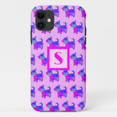 Coques Case-Mate iPhone Écossais Terrier mignon Chien rose Silhouette Mono (Dos)