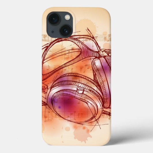 Coques Case-Mate iPhone Écouteurs sur un arrière - plan et des notes (Verso)
