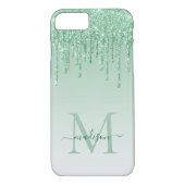 Coques Case-Mate iPhone Écran Monogramme de Parties scintillant verte à la (Dos)