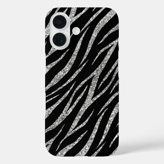 Coques Case-Mate iPhone Écran noir & argent de luxe féminin Zebra (Verso)