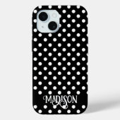 Coques Case-Mate iPhone Écriture élégante pois noir blanc rétro (Verso)