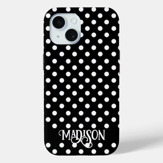 Coques Case-Mate iPhone Écriture élégante pois noir blanc rétro (Verso)
