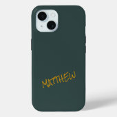 Coques Case-Mate iPhone Écriture en lettres or moderne vert foncé (Verso)