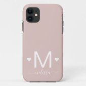 Coques Case-Mate iPhone Écriture féminine moderne monogramme bleu rose (Dos)