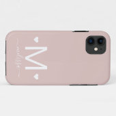 Coques Case-Mate iPhone Écriture féminine moderne monogramme bleu rose (Dos (Horizontal))