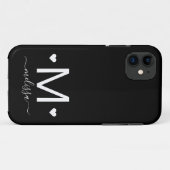 Coques Case-Mate iPhone Écriture féminine moderne monogramme noir blanc   (Dos (Horizontal))