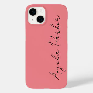 Coque Pour iPhone 14 Écriture manuscrite Nom professionnel simple rose