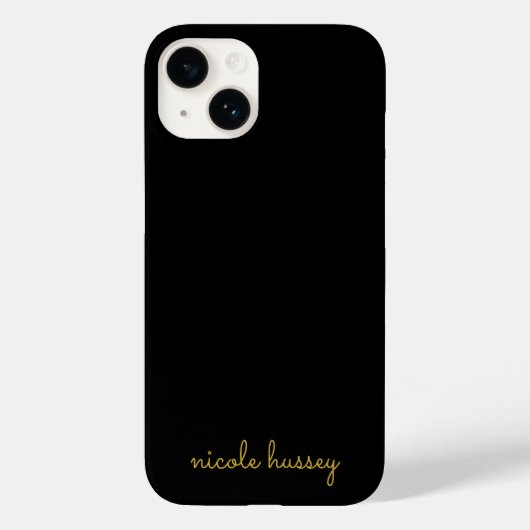 Coques Case-Mate iPhone Écriture noire et or | Monogramme moderne élégant (Verso)