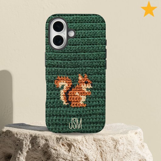 Coques Case-Mate iPhone Écureuil au crochet mignon Monogramme Initiales pe