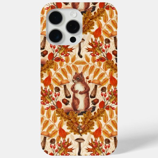 Coques Case-Mate iPhone Écureuil d'automne sur blanc (Verso)