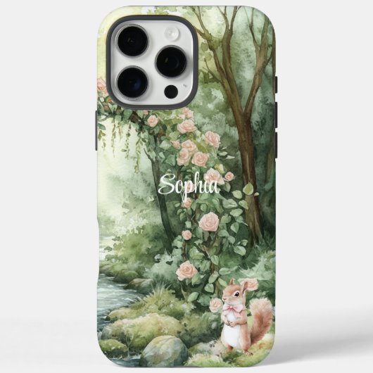 Coques Case-Mate iPhone Écureuil de la forêt florale rose (Verso)