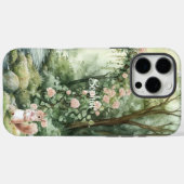 Coques Case-Mate iPhone Écureuil de la forêt florale rose (Verso (horizontal))