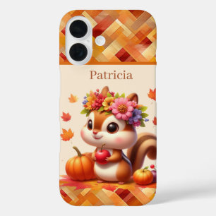 Coques iPhone 16 Écureuil saisonnier amusant d'automne ajouter un n