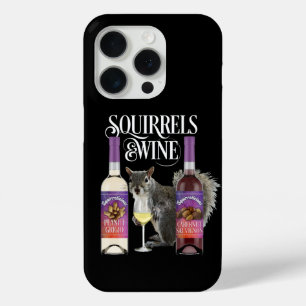 Coque iPhone 15 Pro Écureuil & Vin - Amusant Écureuil et Vin D