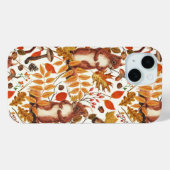 Coques Case-Mate iPhone Écureuils d'automne et flore automnale sur le blan (Verso (horizontal))
