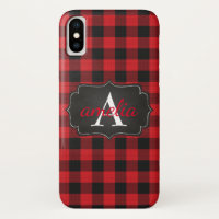 ÉDITABLE Buffle rouge et noir plaqué Monogramme