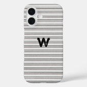 Coques Case-Mate iPhone Effet de crête métallique Gris monogramme (Verso)