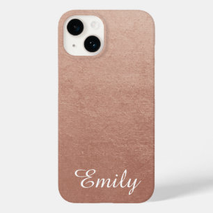 Coque Pour iPhone 14 Effet de photo personnalisé à la feuille d'or rose