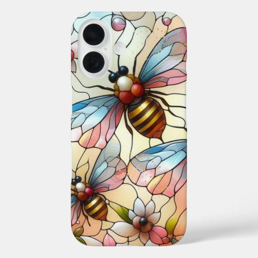 Coques Case-Mate iPhone Effet de vitrail aux abeilles (Verso)