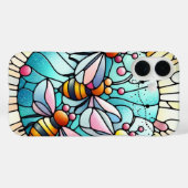 Coques Case-Mate iPhone Effet de vitrail aux abeilles charmantes (Verso (horizontal))