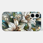 Coques Case-Mate iPhone Effet Vitrail aux Lys Blancs (Verso (horizontal))