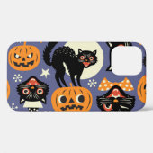 Coques Case-Mate iPhone Éffrayant Chats Citrouilles Violet Motif (Verso (horizontal))