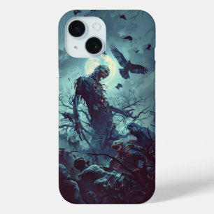 Coque Pour iPhone 15 Éffrayant Halloween Graveyard Zombie Raven Skeleto