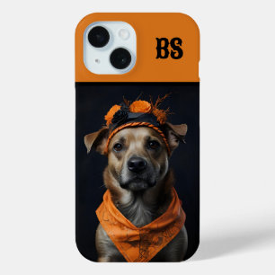Coque Pour iPhone 15 Éffrayant mignon chien d'Halloween caché