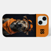 Coques Case-Mate iPhone Éffrayant mignon chien d'Halloween caché (Verso (horizontal))
