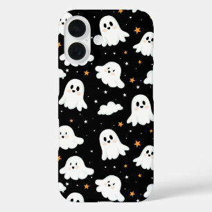 Coques iPhone 16 Éffrayant mignon Halloween Ghost Nuageux Star Sky