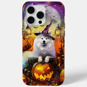 Coque iPhone 15 Pro Max Éffrayant Samoyed Chien Halloween sorcière et Citr