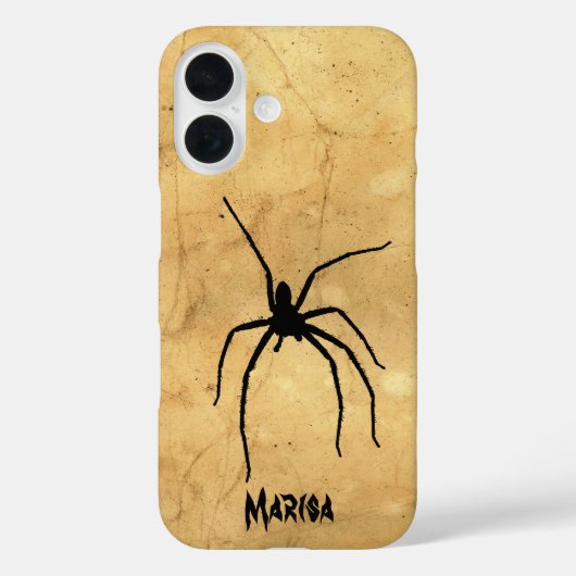 Coques Case-Mate iPhone Éffrayant Spider sur Tan Grunge Arrière - plan (Verso)