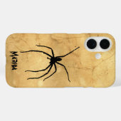 Coques Case-Mate iPhone Éffrayant Spider sur Tan Grunge Arrière - plan (Verso (horizontal))