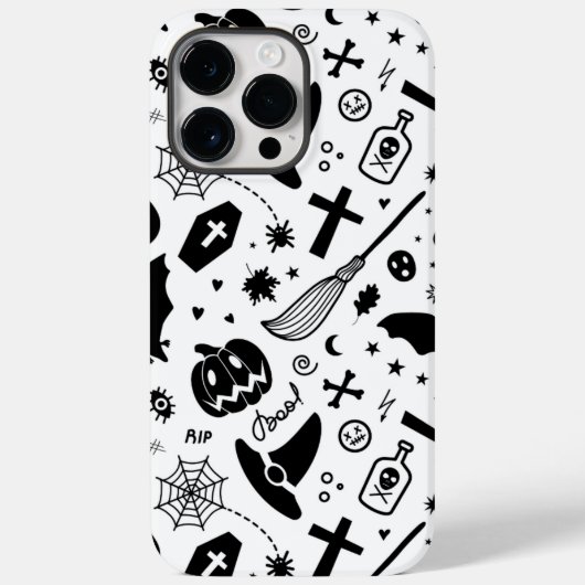 Coques Case-Mate iPhone Éffrayant traditionnel d'Halloween noir et blanc (Verso)